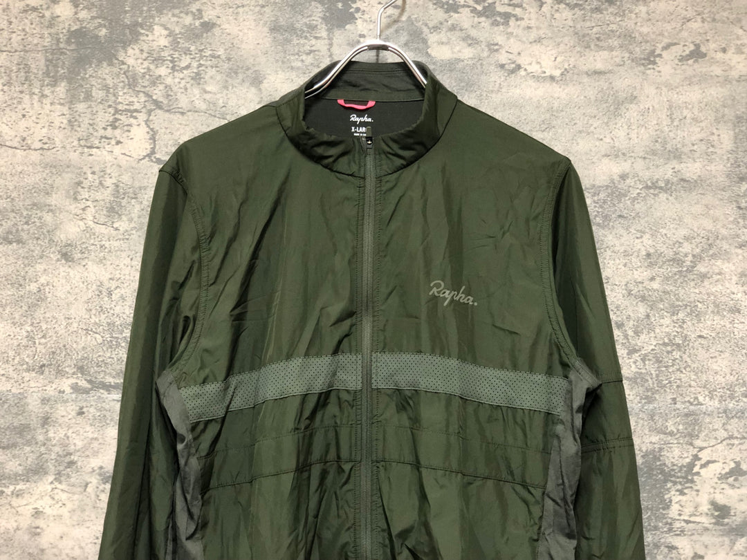 KL770 ラファ Rapha LONG SLEEVE BREVET WINDBLOCK JERSEY 長袖 サイクルジャージ カーキ XL ※擦れ