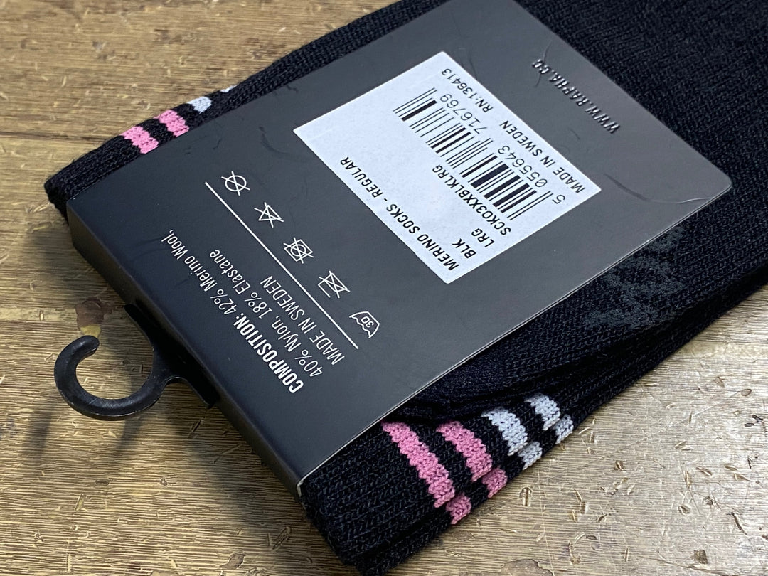 KC697 ラファ Rapha MERINO SOCKS REGULAR ソックス 黒 L 未使用