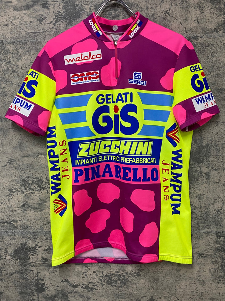 KO365 GIS GELATI 半袖 サイクルジャージ 黃 ピンク XL ハーフジップ