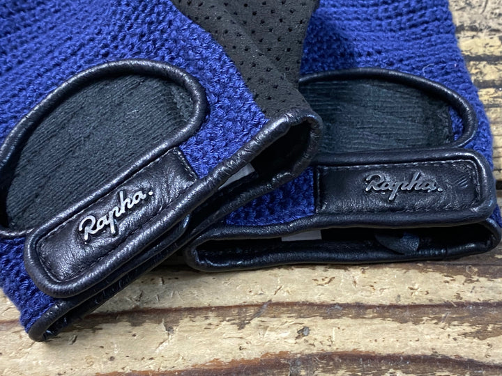 KB338 ラファ RAPHA レザー LEATHER 指切 グローブ L 紺