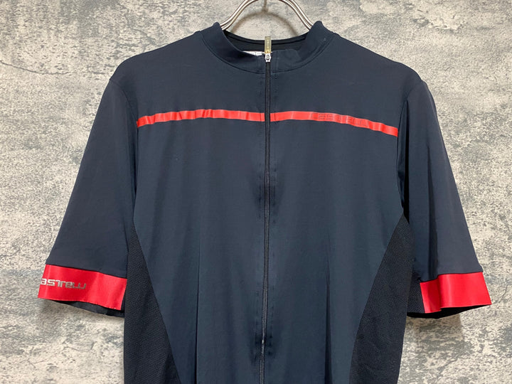 KB218 カステリ CASTELLI 半袖 サイクルジャージ 黒赤 XL