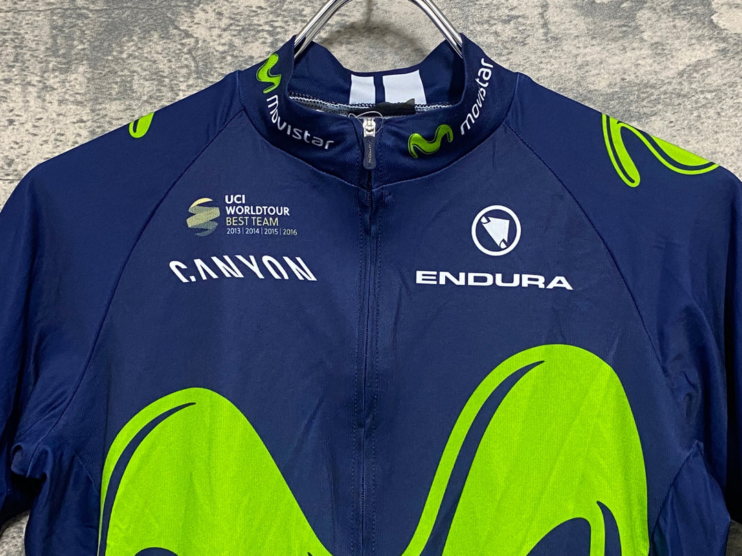 JS498 エンデュラ ENDURA 半袖 サイクルジャージ 濃紺 サイズ不明 movistar ※タグ劣化