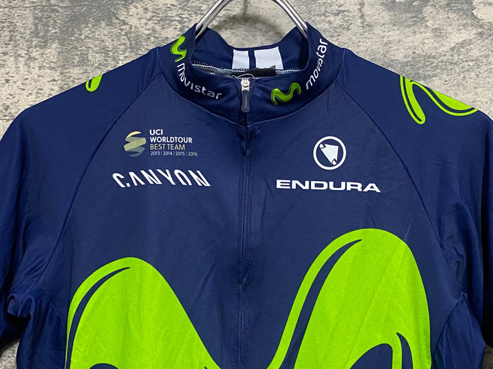 JS498 エンデュラ ENDURA 半袖 サイクルジャージ 濃紺 サイズ不明 movistar ※タグ劣化