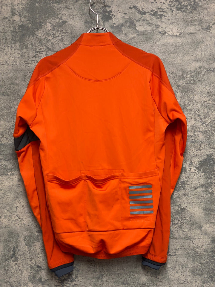 KA009 ラファ Rapha PRO TEAM JACKET 長袖 サイクルジャケット オレンジ S 裏起毛 ※襟破損