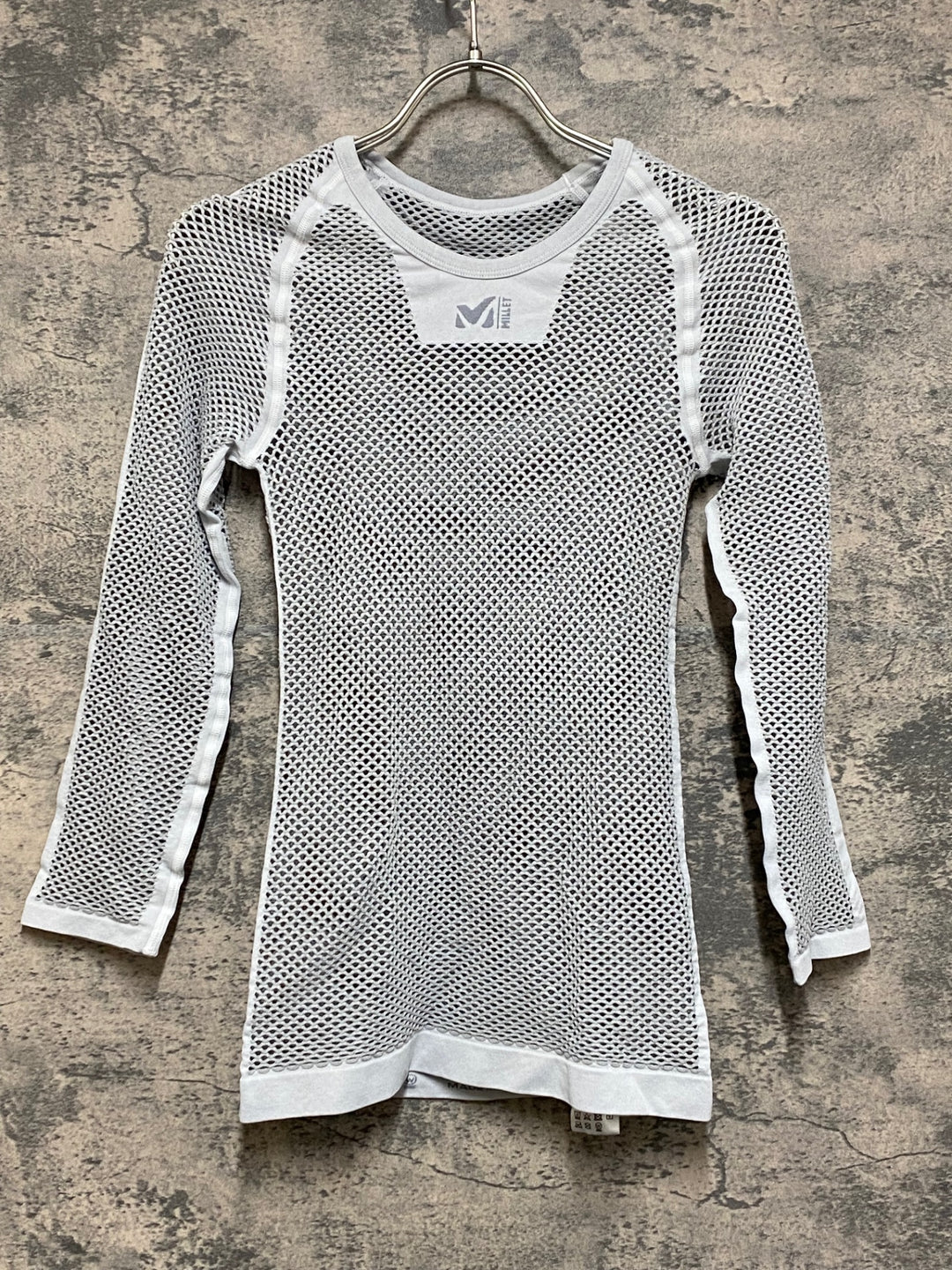 JO706 ミレー MILLET 長袖 ベースレイヤー メッシュ グレー S/M