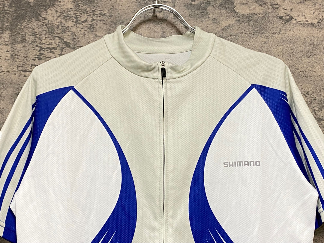 KB076 シマノ SHIMANO 半袖 サイクルジャージ 白 青 L