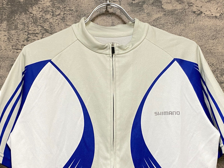 KB076 シマノ SHIMANO 半袖 サイクルジャージ 白 青 L