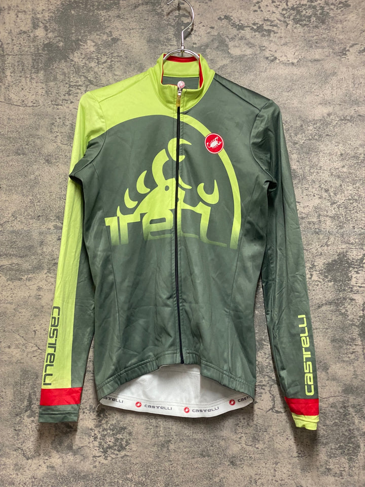 KB262 カステリ CASTELLI 長袖 サイクルジャージ 緑 S ※擦れ
