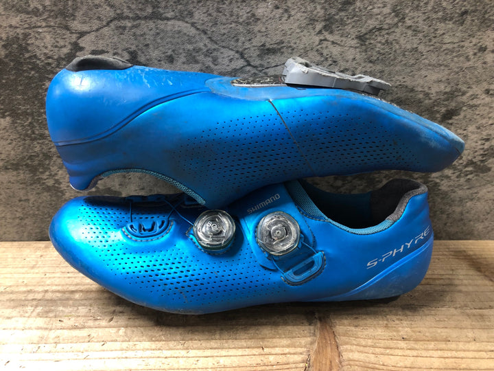 KA354 シマノ SHIMANO RC9 SH-RC901 ビンディングシューズ 青 3穴 EU41.5 ※削れ