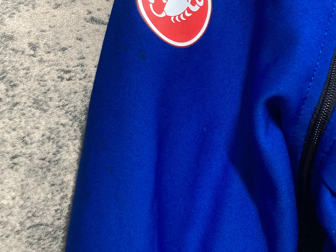 JU247 カステリ CASTELLI ロッソコルサ ROSSO CORSA perfetto 長袖 サイクルジャケット 青 M GORE ※裾ゴム切れ,襟破れ
