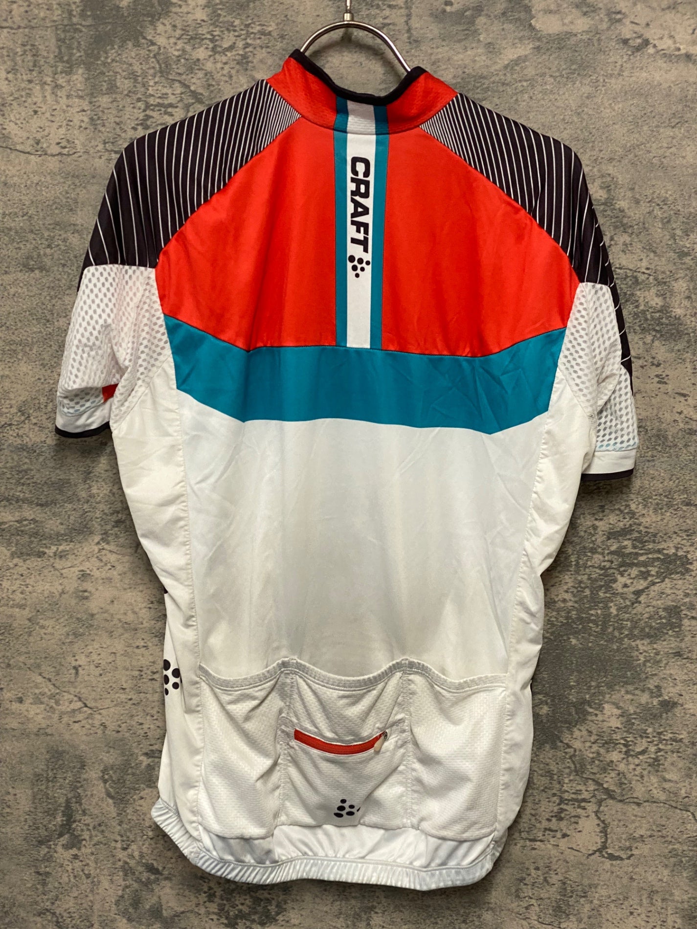 JT043 クラフト CRAFT 半袖サイクルジャージ 白青オレンジ M 黄ばみ