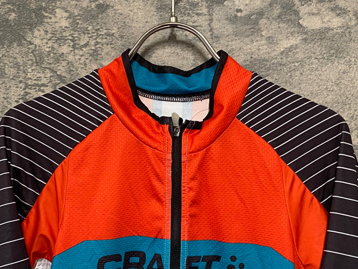 JT043 クラフト CRAFT 半袖サイクルジャージ 白青オレンジ M 黄ばみあり
