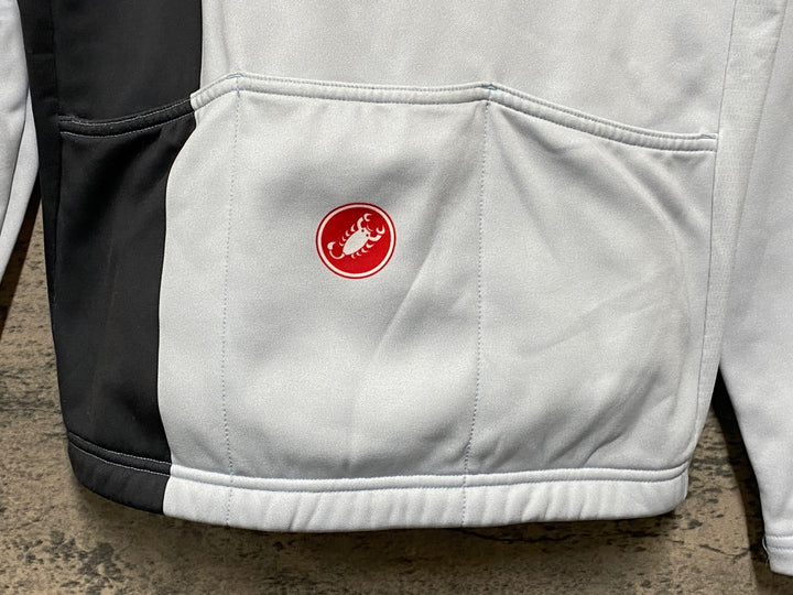 KB405 カステリ CASTELLI 長袖 サイクルジャージ 白グレー S 裏起毛