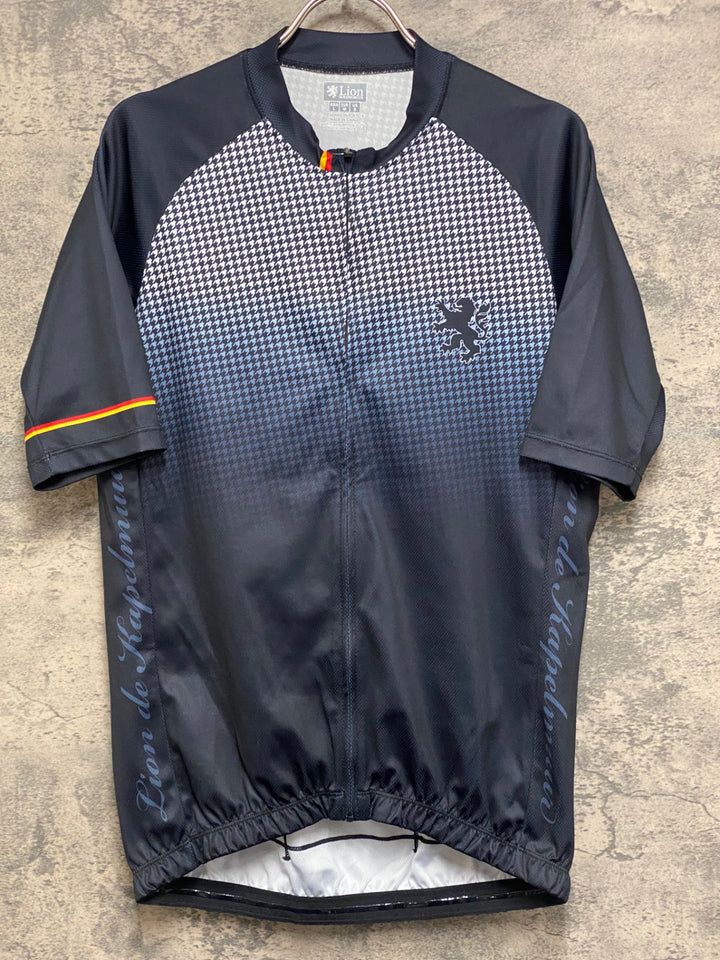 JP587 リオンドカペルミュール Lion de KAPELMUUR 半袖 サイクルジャージ 黒 千鳥柄 L