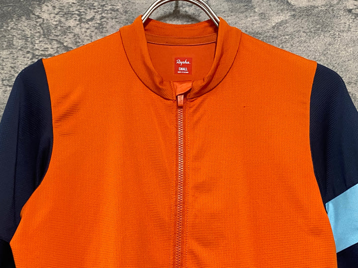 KC223 ラファ Rapha PRO TEAM TRAINING JERSEY 半袖 サイクルジャージ 紺オレンジ S
