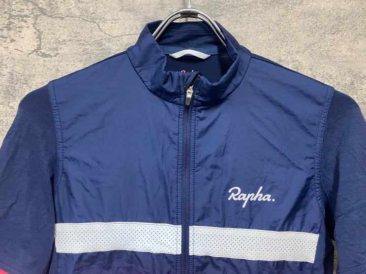 JH915 ラファ Rapha SHORT SLEEVE WINDBLOCK BREVET JERSEY 紺 XS