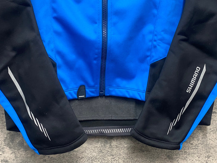 JW483 シマノ SHIMANO 長袖 サイクルジャケット 青 黒 XLサイズ 裏起毛 防風