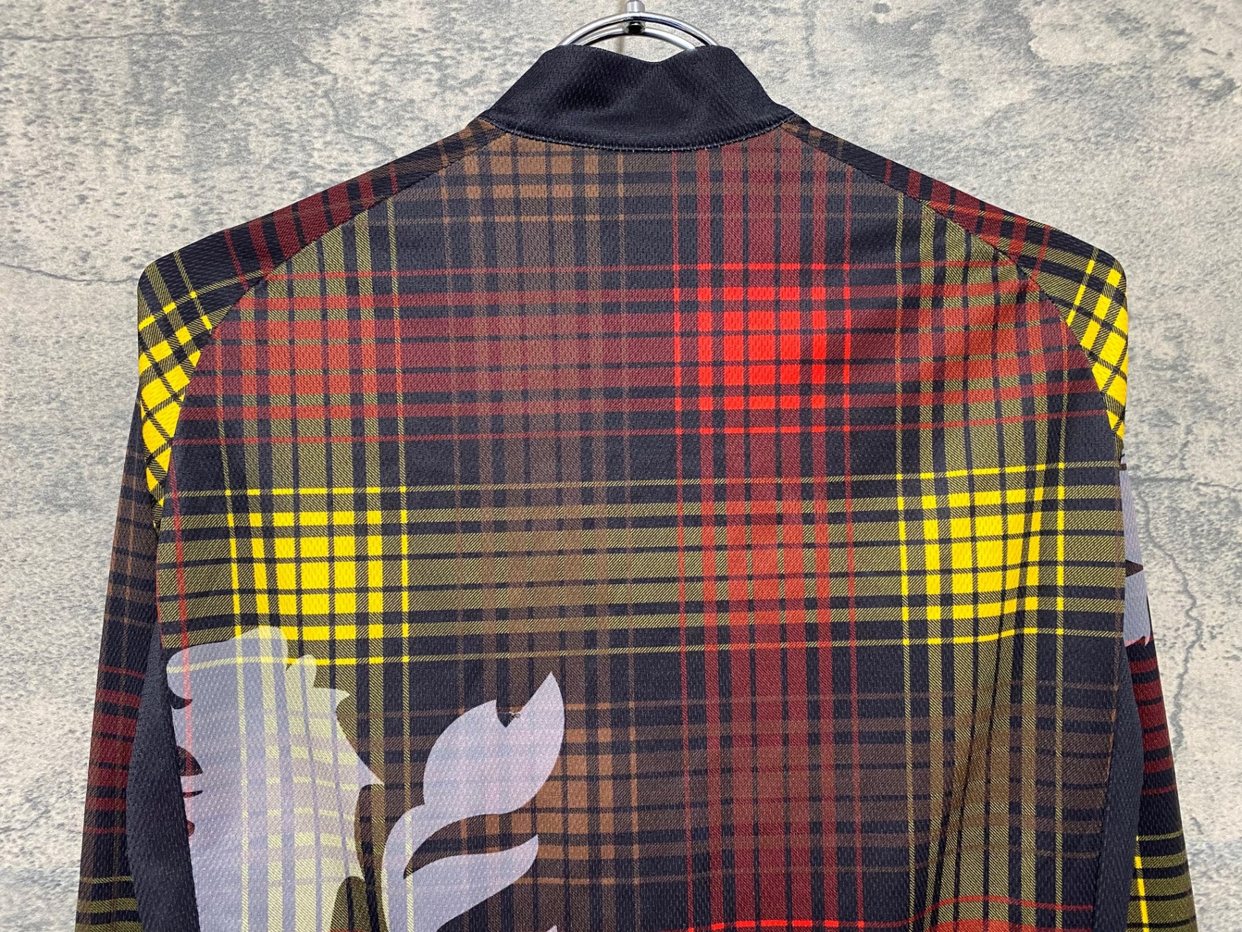 【新品】Kapelmuur タータンチェック サイクルジャージ JS733 カペルミュール KAPELMUUR 長袖 サイクルジャージ M 黒 黄 赤