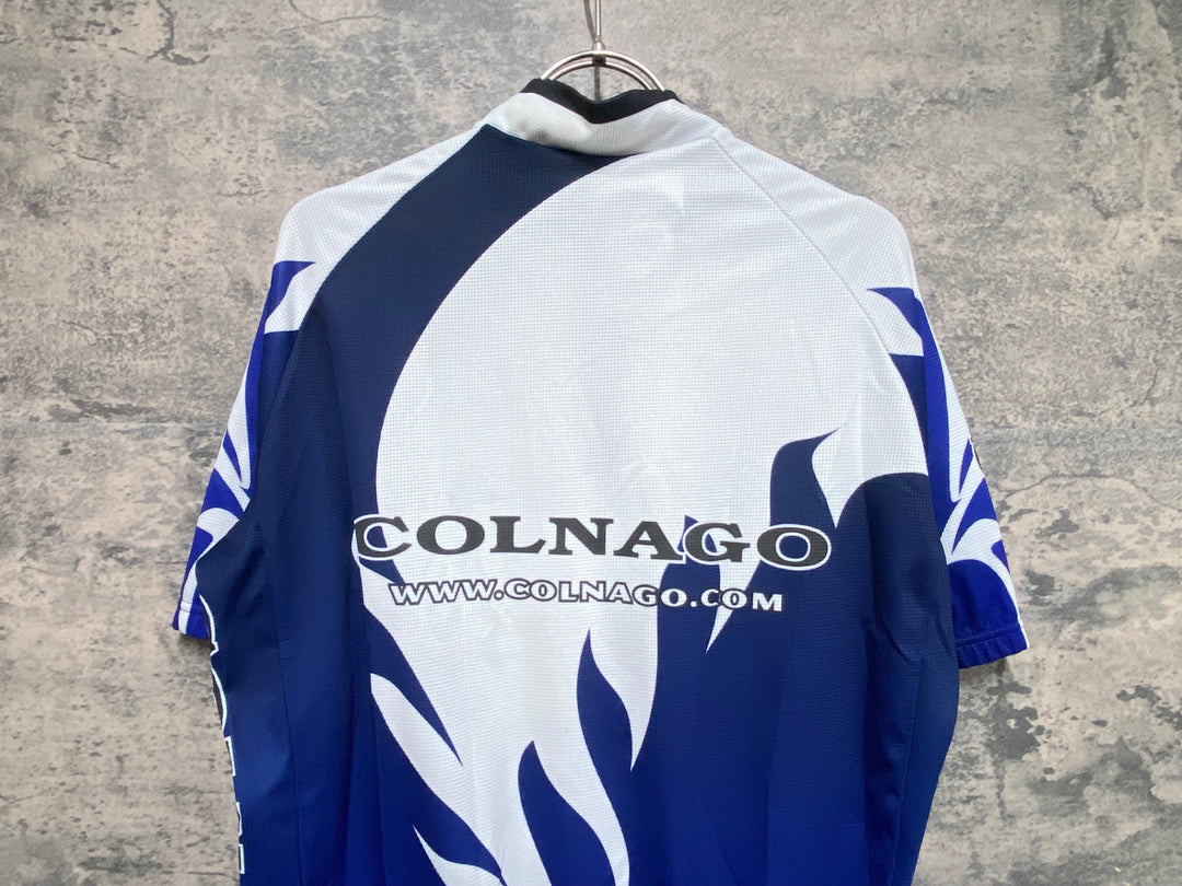 KF485 コルナゴ COLNAGO ハーフジップ 半袖 サイクルジャージ 白 青 サイズ不明