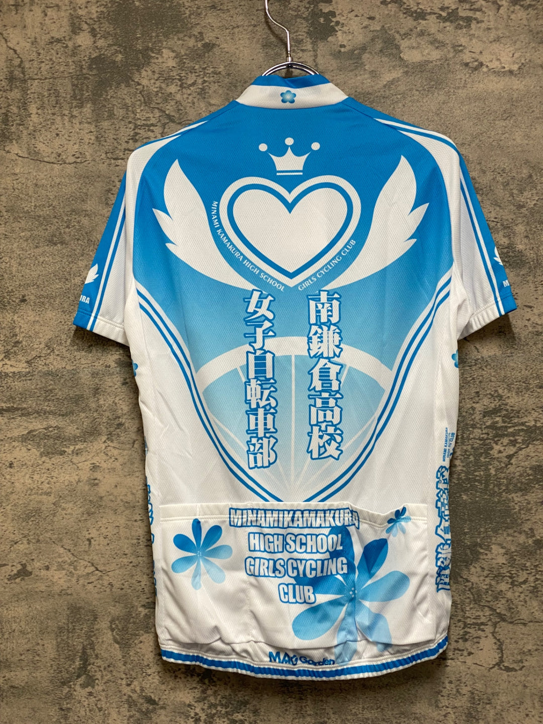 JM936 ウェイブワン WAVE ONE 半袖 サイクルジャージ 白 水色 M 南鎌倉高校女子自転車部
