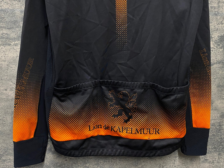 KA883 リオンドカペルミュール Lion de KAPELMUUR 長袖 サイクルジャージ 裏起毛 WL 黒オレンジ やや生地傷み