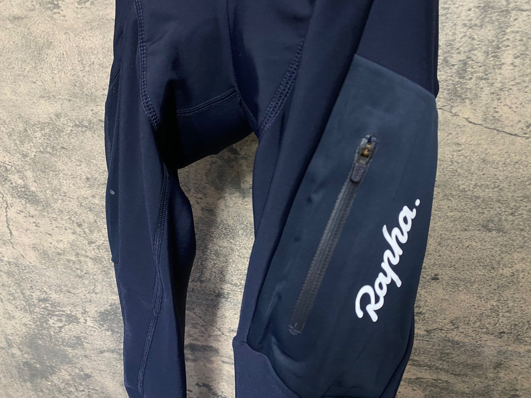 KB326 ラファ Rapha CARGO WINTER TIGHTS WITH PAD カーゴ ビブタイツ 紺 S 裏起毛