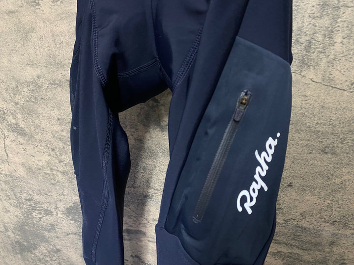 KB326 ラファ Rapha CARGO WINTER TIGHTS WITH PAD カーゴ ビブタイツ 紺 S 裏起毛