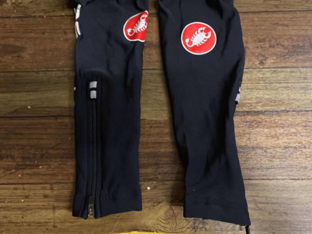 JV209 カステリ CASTELLI ビブタイツ 黒 M 裏起毛 ※スレ大、ロゴひび割れ,パッド色褪せ