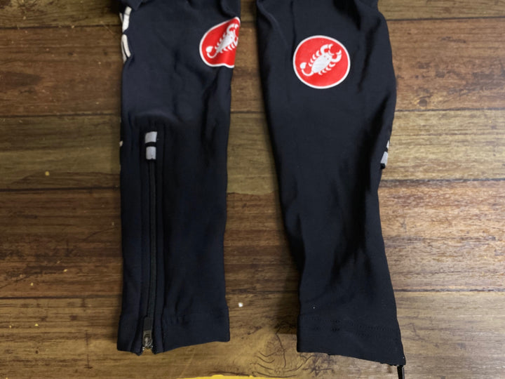 JV209 カステリ CASTELLI ビブタイツ 黒 M 裏起毛 ※スレ大、ロゴひび割れ,パッド色褪せ