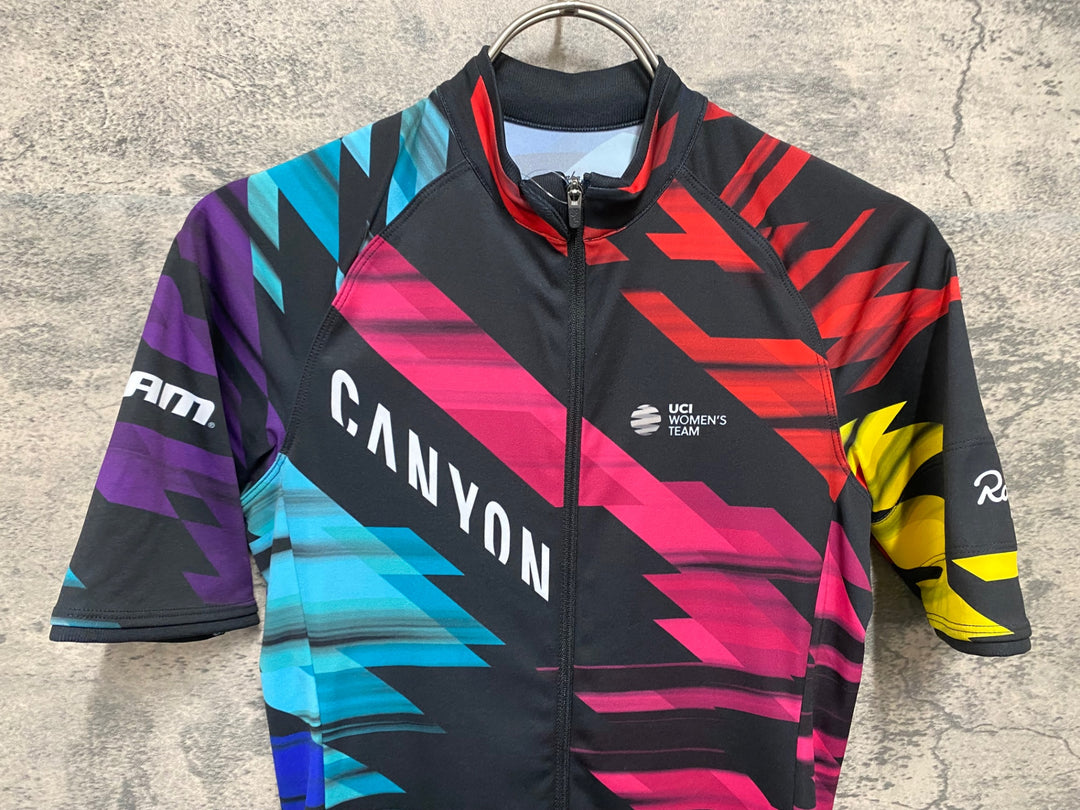 KB948 ラファ Rapha CANYON SRAM CORE JERSEY 半袖 サイクルジャージ 黒 赤 総柄 XS