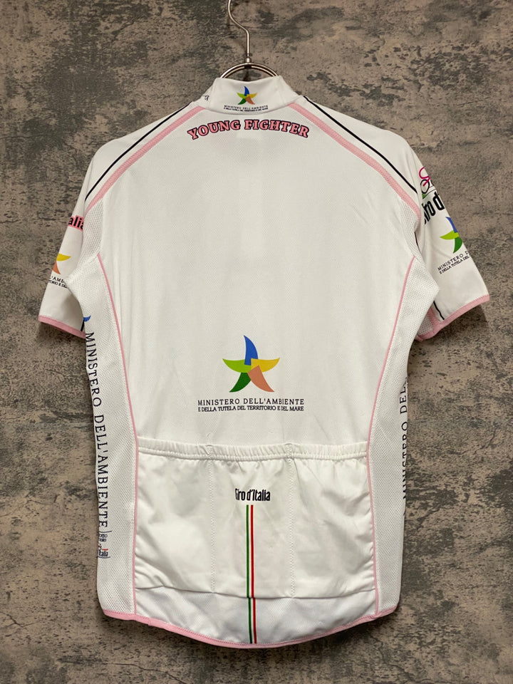 KG643 サンティーニ Santini 半袖 サイクルジャージ 白 M ハーフジップ ほつれ