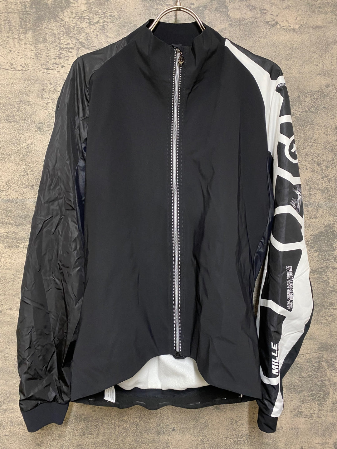 JP396 アソス ASSOS MILLE JACKET EVO7 長袖 サイクルジャケット 黒 白 M 裏起毛
