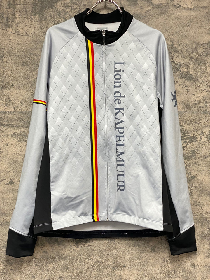 JZ204 リオンドカペルミュール Lion de KAPELMUUR 長袖 サイクルジャージ グレー XL 裏起毛