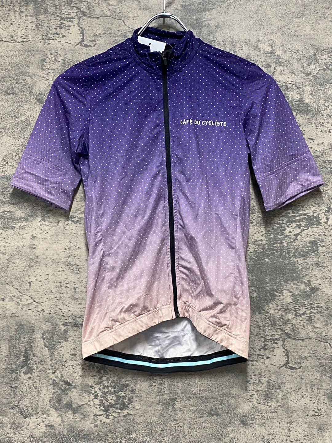 JS977 カフェドシクリステ Cafe du Cycliste Fleurette women 半袖 サイクルジャージ パープル XS レディース ※補修部ありジャンク