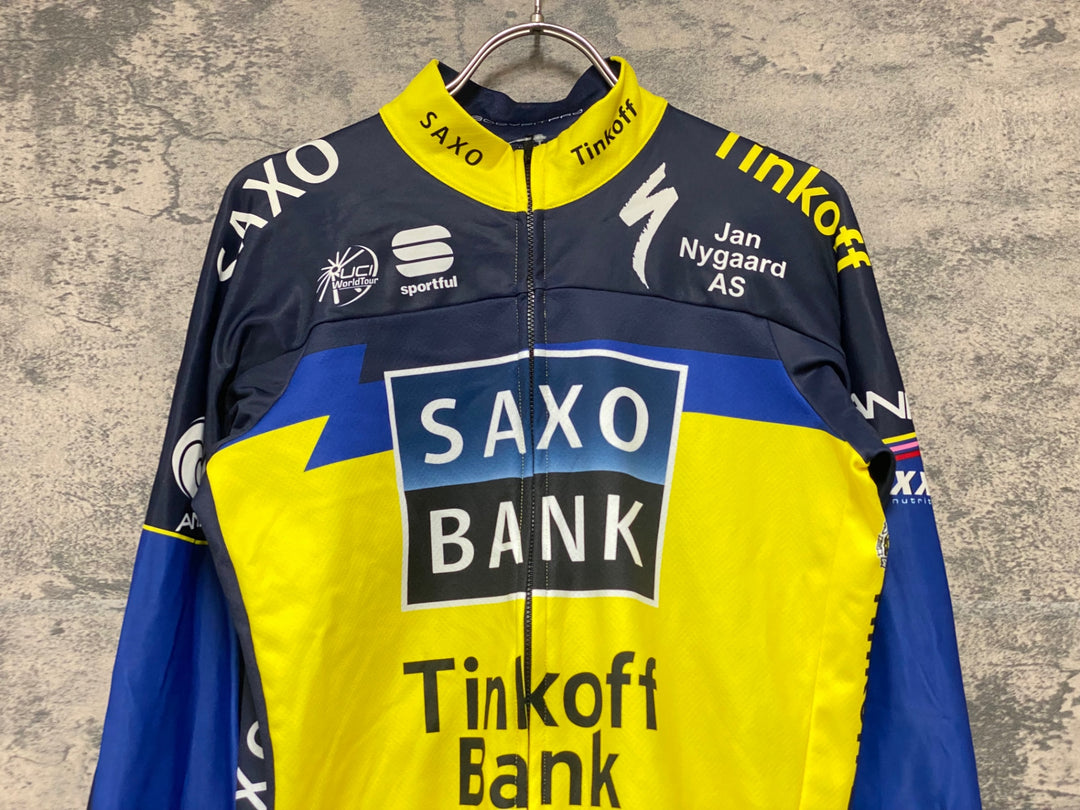 KJ806 スポーツフル sportful 長袖 サイクルジャージ 黃 紺 M 裏起毛 SAXO BANK