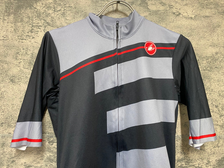 KD409 カステリ CASTELLI 半袖 サイクルジャージ 黒グレー S ※ロゴべたつき
