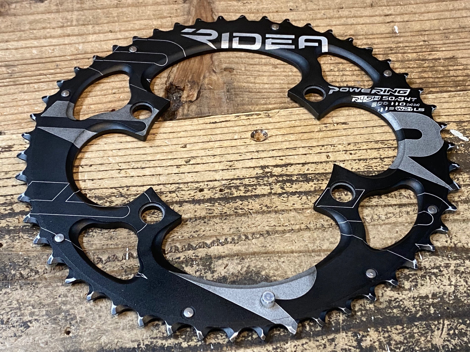 RIDEA 楕円 チェーンリング 50/34T 新品)RIDEA (ライデア) ROAD INNER POWER RING TiN Grey 34T