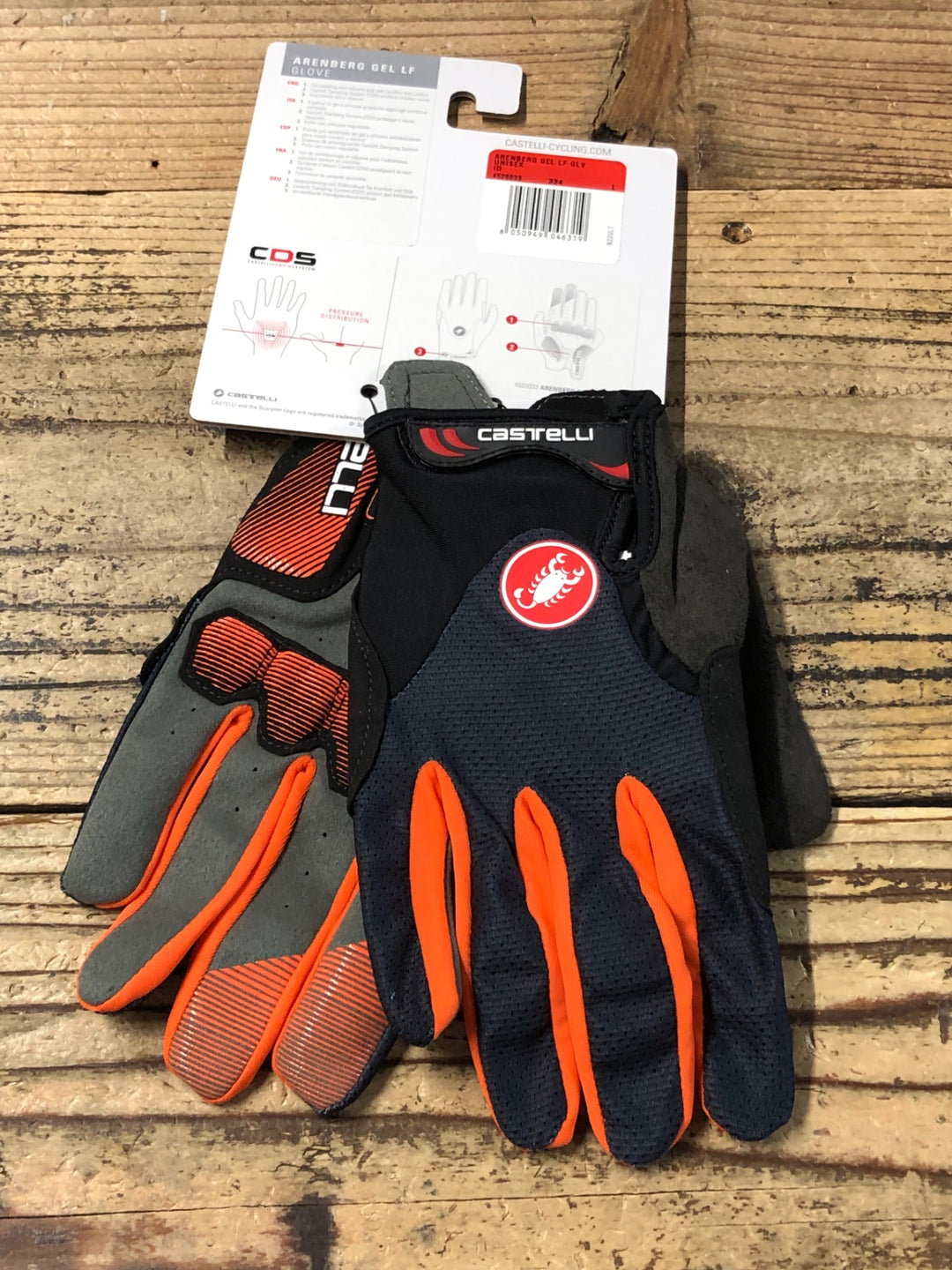 KF196 カステリ CASTELLI ARENBERG GEL LF 長指 グローブ 黒 オレンジ L