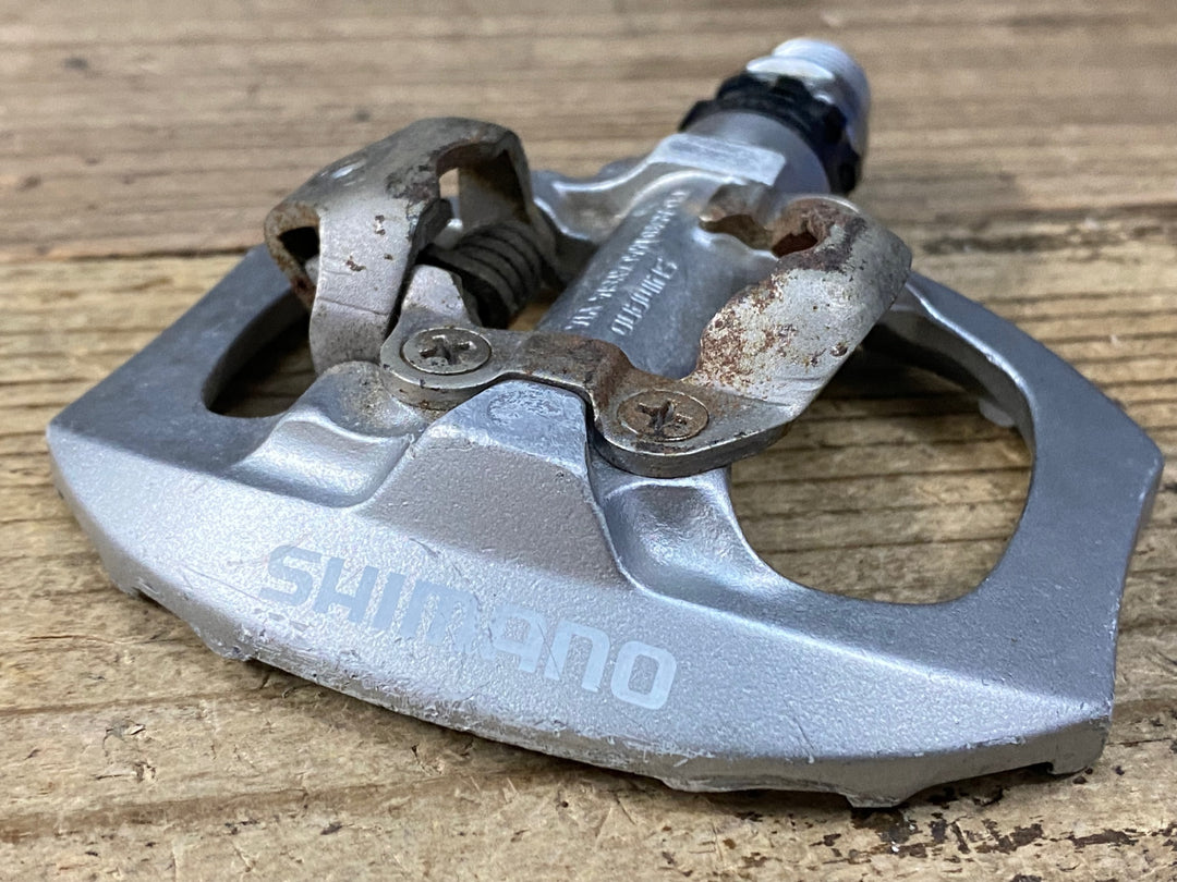 JW869 シマノ SHIMANO PD-A530 ビンディングペダル 片面フラット シルバー SPD ※錆あり