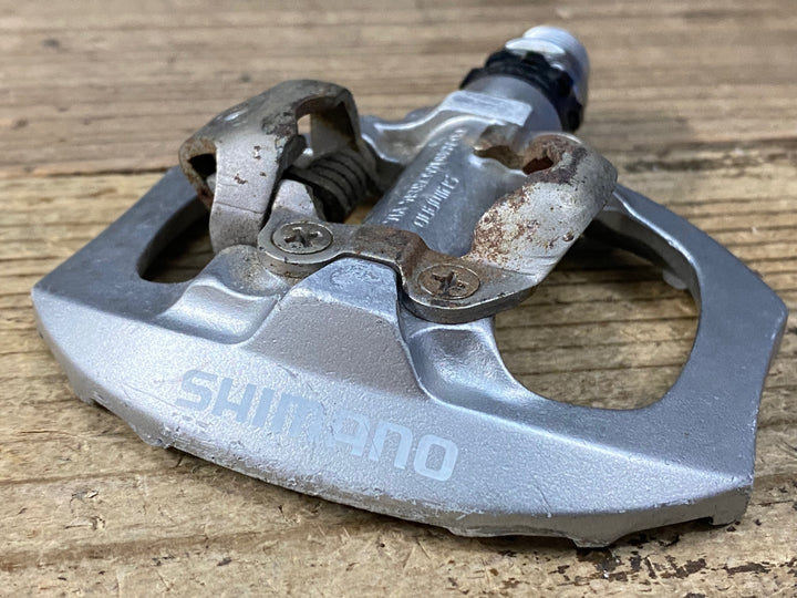 JW869 シマノ SHIMANO PD-A530 ビンディングペダル 片面フラット シルバー SPD ※錆あり
