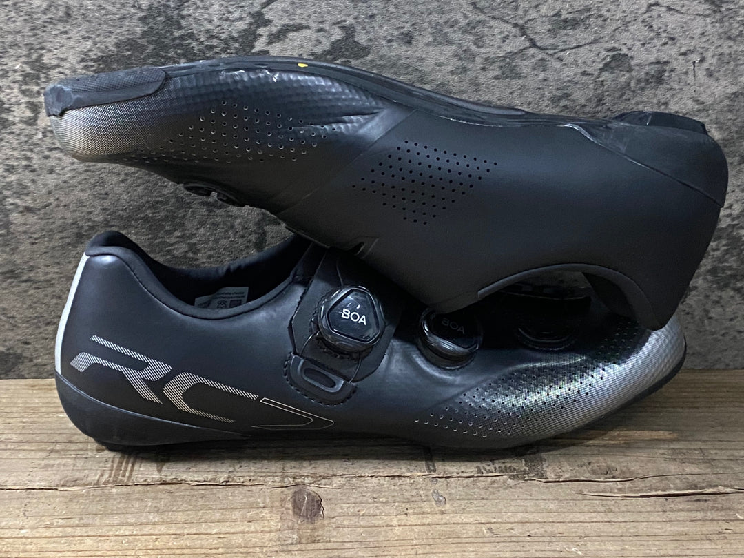 KG985 シマノ SHIMANO PC7 SHRC702M WIDE ビンディングシューズ 3穴 BOA シルバー 黒 EU44 ※ソール欠品