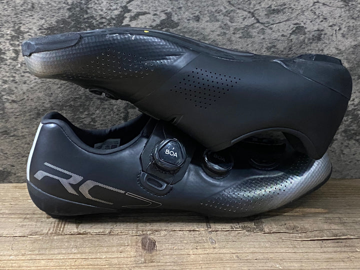 KG985 シマノ SHIMANO PC7 SHRC702M WIDE ビンディングシューズ 3穴 BOA シルバー 黒 EU44 ※ソール欠品
