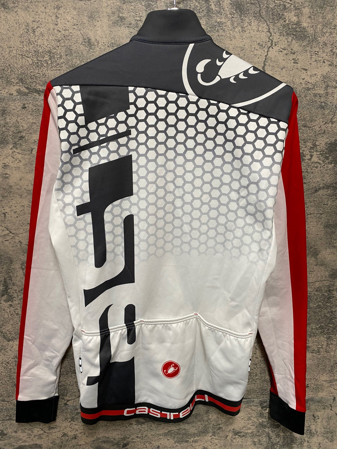 JT791 カステリ CASTELLI 長袖 サイクルジャージ 白 赤 M 裏起毛