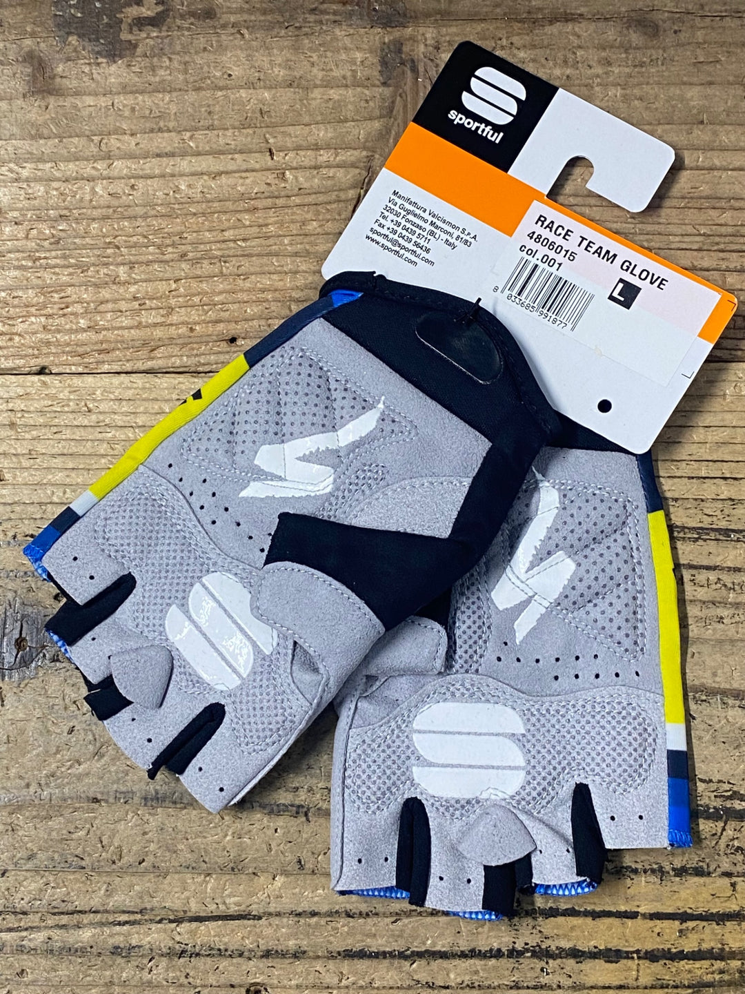 KJ801 スポーツフル sportful 指切り グローブ 黃 紺 L TINKOFF SAXO
