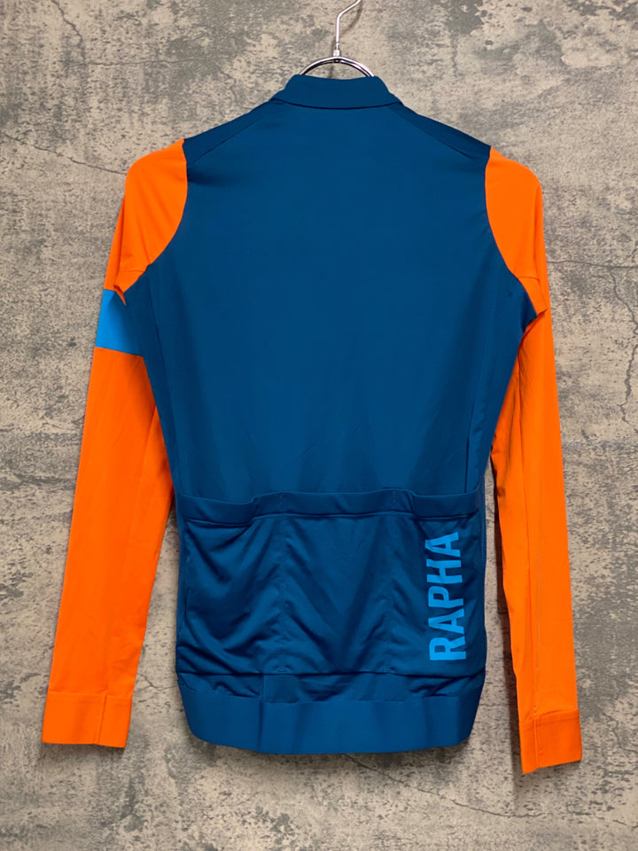 JE246 ラファ Rapha PRO TEAM LONG SLEEVE TRAINING JERSEY 長袖 サイクルジャージ ブルー オレンジ XS