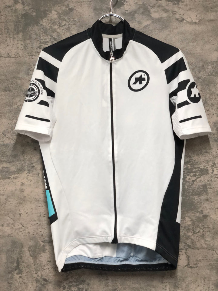 KD680 アソス ASSOS 半袖 サイクルジャージ 白 黒 L ※背面ポケット穴空き