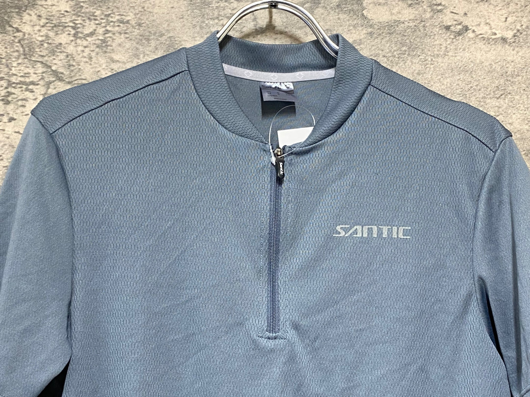 KI592 サンテック SANTIC 半袖 サイクルジャージ 水色 M ハーフジップ