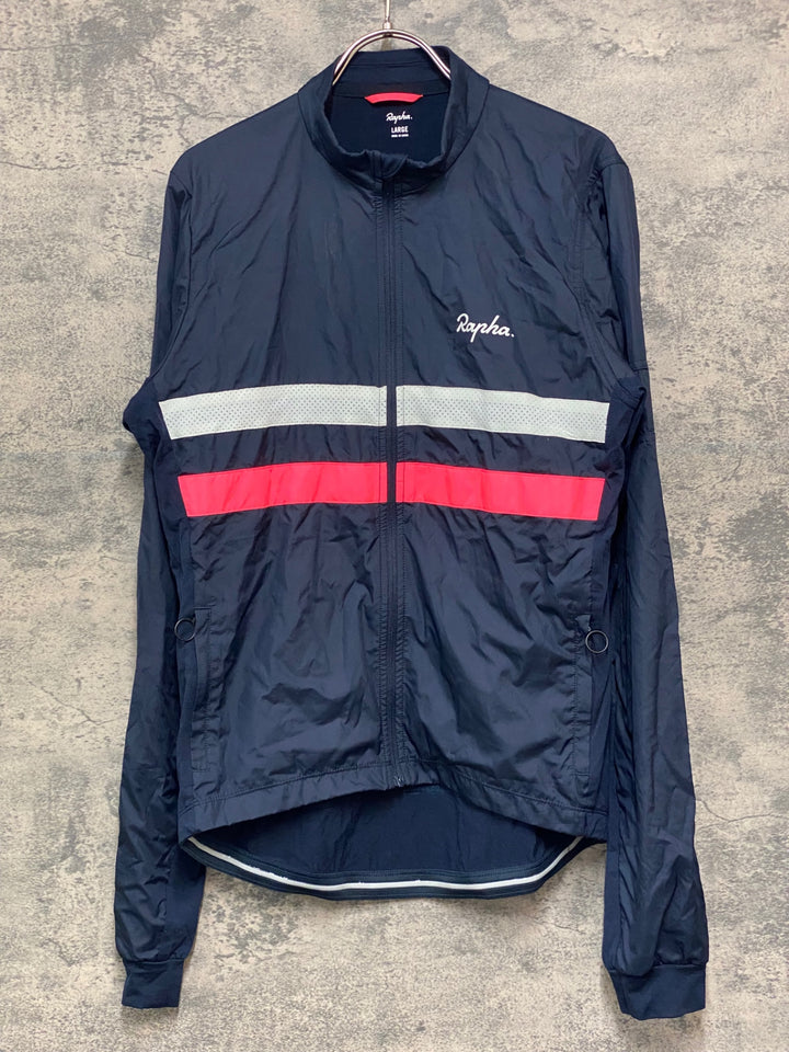JZ227 ラファ Rapha WOMEN'S BREVET LONG SLEEVE WINDBLOCK JERSEY 長袖 サイクルジャージ 紺 L