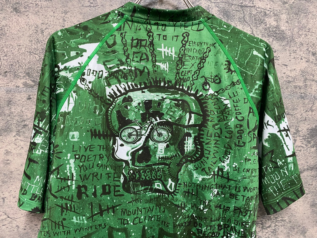 JS503 サイコロジー CYCLOGY MTB 半袖 ドライ Tシャツ 緑 柄 S
