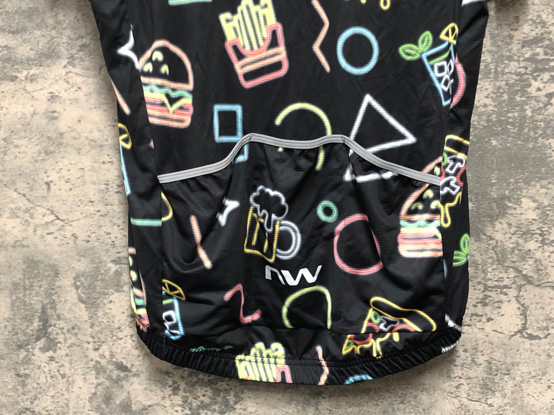 KD827 ノースウェーブ NORTHWAVE NEON PARTY JERSEY 半袖 サイクルジャージ 黒 L